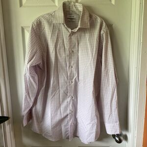 Calvin Klein Shirt Men’s L Large 16 32/33 Steel Regular Stretch Non-Iron Pink